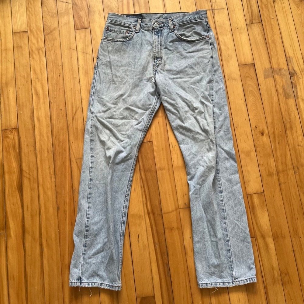 Vtg Levis 505 Regular Fit Straight Leg Light Wash Blue Denim Jeans Mens W33 L31